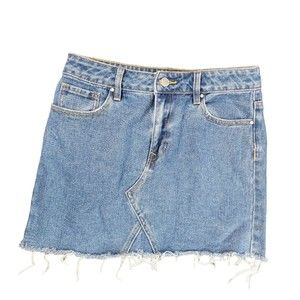 Pacsun Womens Skirt 26 Blue Small Blue Jean Denim Mini Raw Hem Cutoff Skirt Y2K